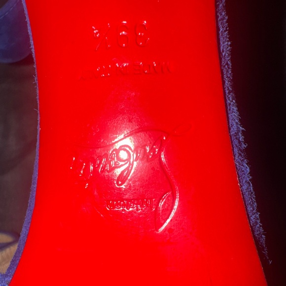 AUTHENTIC🔥Christian Louboutin Royal Blue Suede Harler ankle strap Heels - Picture 4 of 5